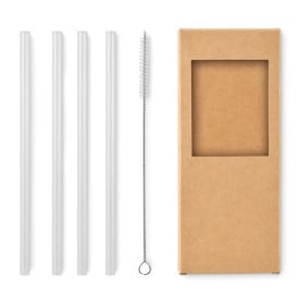 4 herbruikbare glazen rietjes