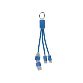 Blue 4 in 1 oplaadkabel - metaal - sleutelhanger