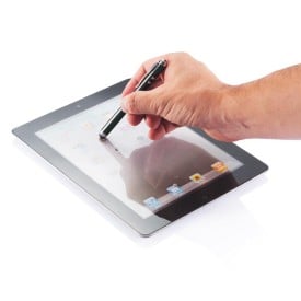 4 in 1 stylus balpen - messing - zwarte inkt - zaklamp - laser pointer