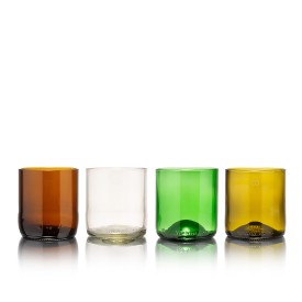 Rebottled® drinkglazen set - 175ml - 4 stuks met verschillende kleuren glas