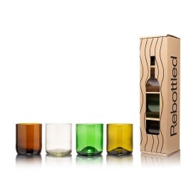 Rebottled® drinkglazen set - 175ml - 4 stuks met verschillende kleuren glas
