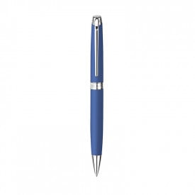 Caran d'Ache Leman Rhodium Balpen-Lasergravure-Blue Night Mat, #405788
