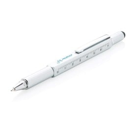 5 in 1 toolpen - metaal - blauwe inkt - 5 functies