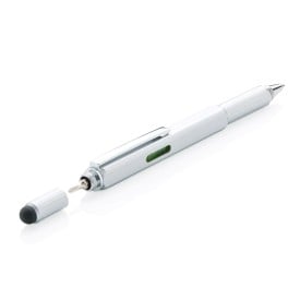 5 in 1 toolpen - metaal - blauwe inkt - 5 functies