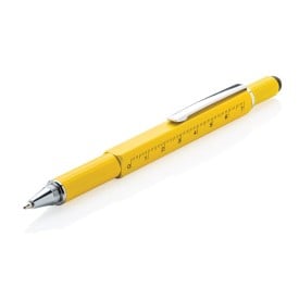 5 in 1 toolpen - metaal - blauwe inkt - 5 functies