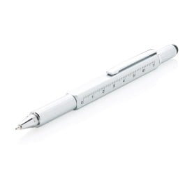 5 in 1 toolpen - metaal - blauwe inkt - 5 functies