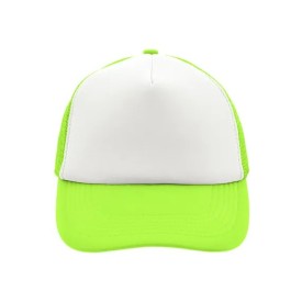 5 Panel Polyester Mesh Cap-Wit/neon-geel