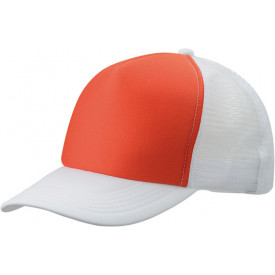 5 Panel Polyester Mesh Cap-Oranje/wit