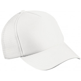 5 Panel Polyester Mesh Cap-Wit