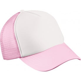 5 Panel Polyester Mesh Cap-Wit/babyroze