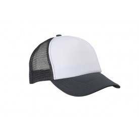 5 Panel Polyester Mesh Cap-Wit/grafiet