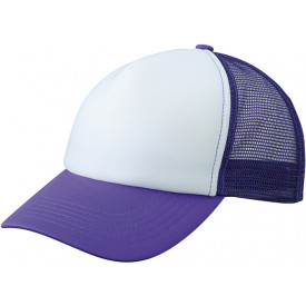 5 Panel Polyester Mesh Cap-Wit/lilac