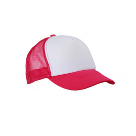 5 Panel Polyester Mesh Cap-Wit/magenta