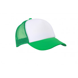 5 Panel Polyester Mesh Cap-Wit/varengroen