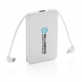 Powerbank - 5.000mAh - ABS - geïntegreerde kabels