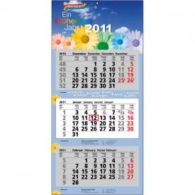 Wandkalender Premium - 3 maandblokken - 33x70 cm - dagschuiver en ophangoog
