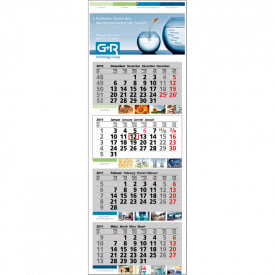Wandkalender Premium - 4 maandblokken - 33x92 cm - dagschuiver en ophangoog