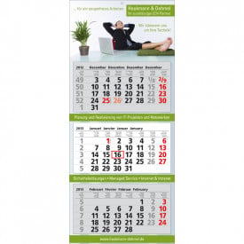 Wandkalender Classic - 3 maandblokken - dagschuiver en ophangoog