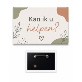 Button rechthoek met speld - 51 x 76 mm - opvallend formaat