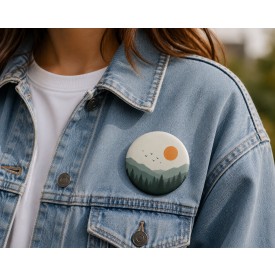 56mm button met speld mat-Zilver