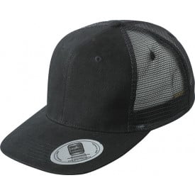 6 Panel Flat Peak Cap-Zwart