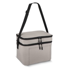 600D gerecycled PET koeltas met twee vakken 30 x 20 x 25 cm 15 L-Grijs
