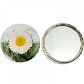Button met spiegel 75 mm-Zilver, #c4c4c4-1 kleur
