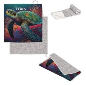Sneldrogende golfhanddoek 30 x 30 cm - rPET - 200g/m2 - met haak - all over print enkelzijdig