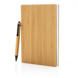 A5 Bamboe notitieboek & pen set-Bruin