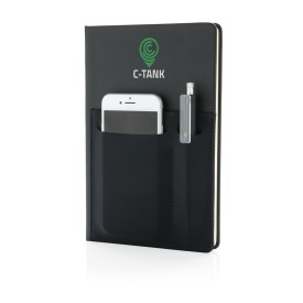 Notitieboek - A5 - PU - 80 vellen - gelinieerd - opbergvakken - hardcover