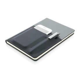 Notitieboek - A5 - PU - 80 vellen - gelinieerd - opbergvakken - hardcover