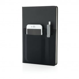 Notitieboek - A5 - PU - 80 vellen - gelinieerd - opbergvakken - hardcover