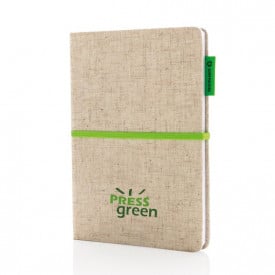 Eco notitieboek - A5 - katoen - 80 vellen - gelinieerd - elastieksluiting en bladwijzer