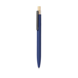 Adam balpen - gerecycled aluminium - blauwe inkt - metalen clip - bamboe drukknop-Blauw