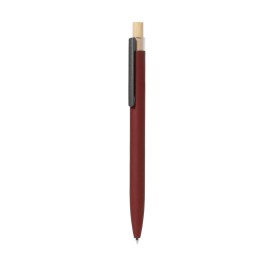 Adam balpen - gerecycled aluminium - blauwe inkt - metalen clip - bamboe drukknop-Rood