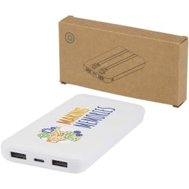 Adhil powerbank - 10.000mAh - gerecycled plastic - met 2 ingebouwde kabels
