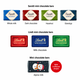 Adventskalender in shirtvorm - 24 merkchocolaatjes - volledig bedrukt