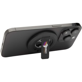Ain magnetische telefoonstandaard van gerecycled plastic met flesopener -Zwart