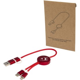 Alasia 5-in-1 30 cm datasynchronisatie- en 27 W snellaadkabel van gerecycled aluminium en plastic-Rood