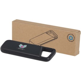 Alkes waterbestendige powerbank van 5000 mAh 12 W van gerecycled plastic met karabijnhaak-Zwart