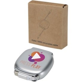 Alphard 100W oplaadkabel van gerecycled plastic met uitschuifbare kabel, CarPlay 5-in-1 en PD-oplaadfunctie-Zilver