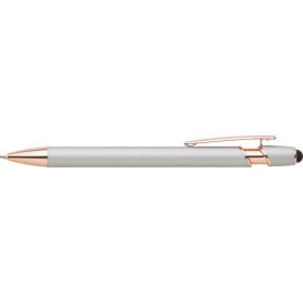 Anthony stylus balpen - aluminium - blauwe inkt - roségouden details