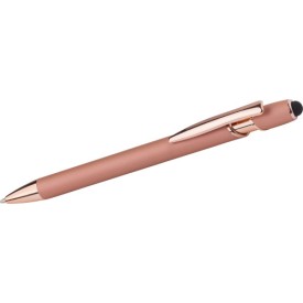 Anthony stylus balpen - aluminium - blauwe inkt - roségouden details