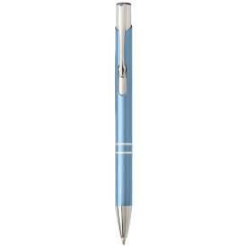 Delia balpen - aluminium - blauwe inkt - hoogglans UV afwerking - zilveren clip, tip en top