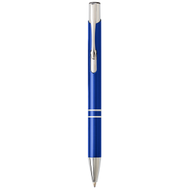 Delia balpen - aluminium - blauwe inkt - hoogglans UV afwerking - zilveren clip, tip en top
