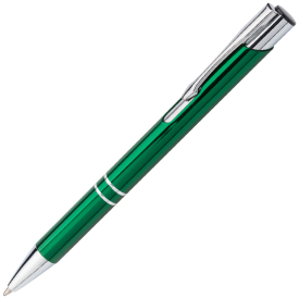 Delia balpen - aluminium - blauwe inkt - hoogglans UV afwerking - zilveren clip, tip en top