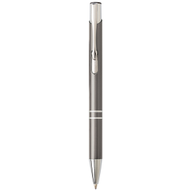 Delia balpen - aluminium - blauwe inkt - hoogglans UV afwerking - zilveren clip, tip en top