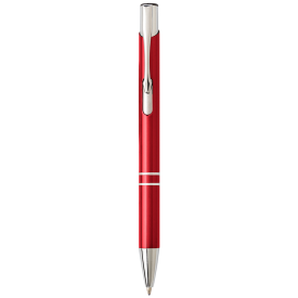 Delia balpen - aluminium - blauwe inkt - hoogglans UV afwerking - zilveren clip, tip en top