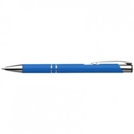 Aluminium balpen met metalen clip, tip en top-Lichtblauw