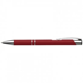 Aluminium balpen met metalen clip, tip en top-Rood-Zonder opdruk